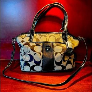 Vintage Coach black and gray canvas tote